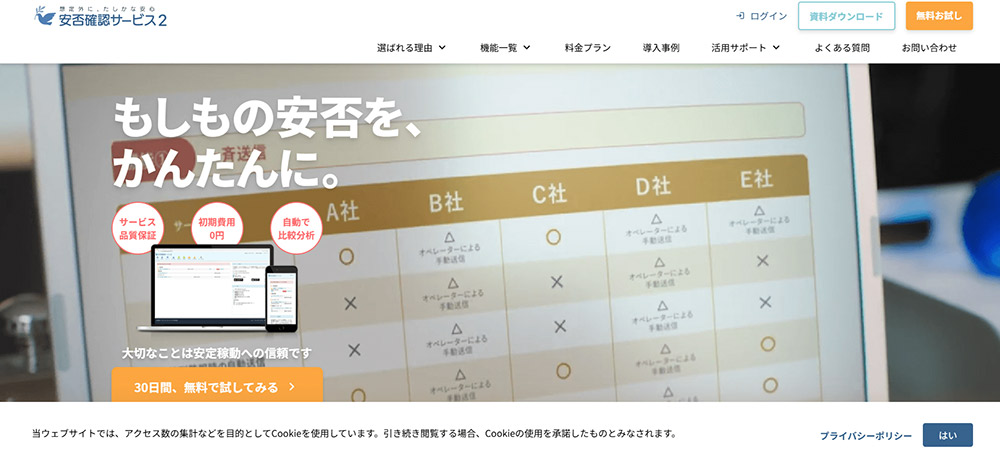 安否確認サービス2｜トヨクモ株式会社キャプチャー